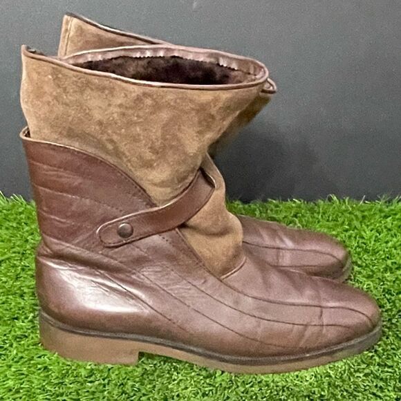 Pino Giardini By Salgo Brown Leather and Suede Shearling Boots. Size 10/US 9. - Picture 5 of 12